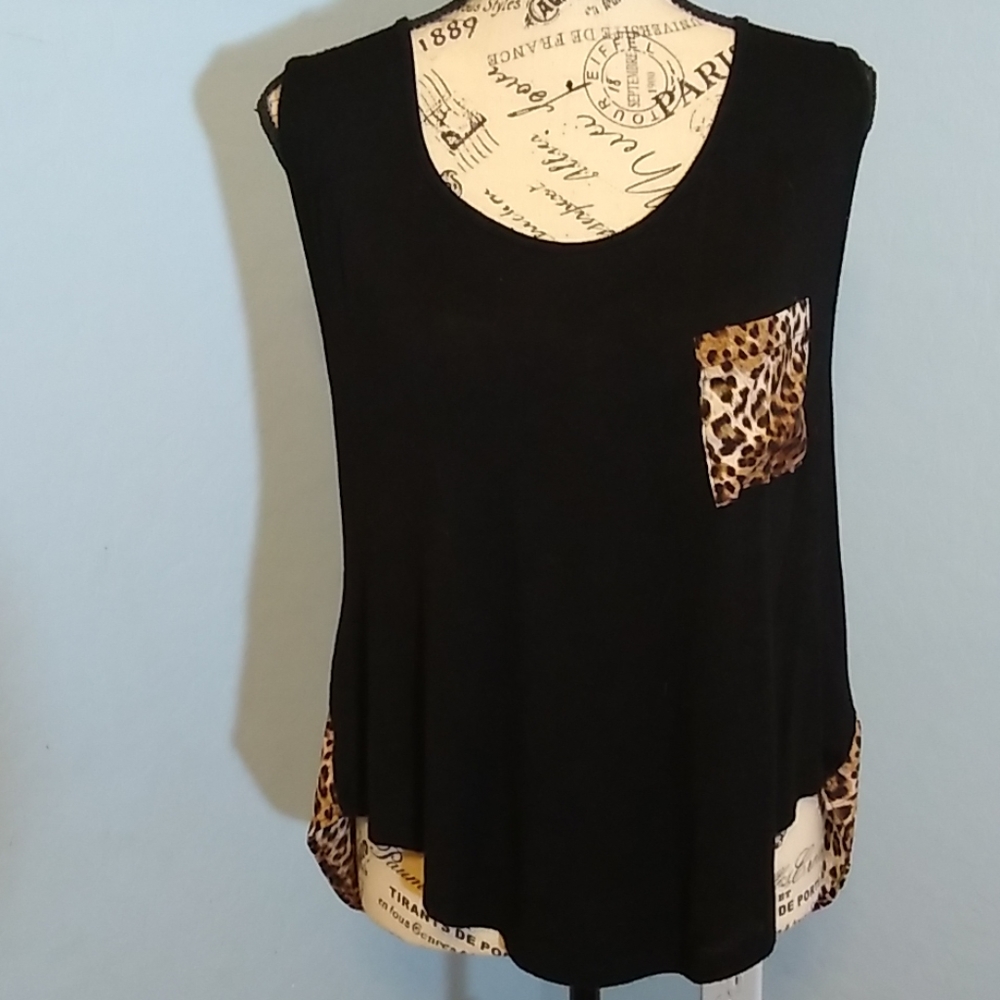 Green Apple - Sleeveless Blouse - Black/Cheetah - Picture 1 of 2